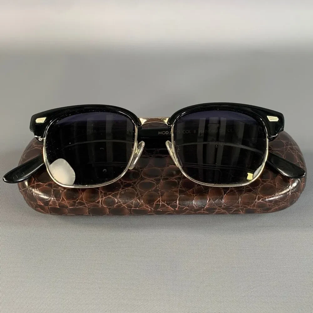 CUTLER AND GROSS Black Dark brown Acetate Sunglasses